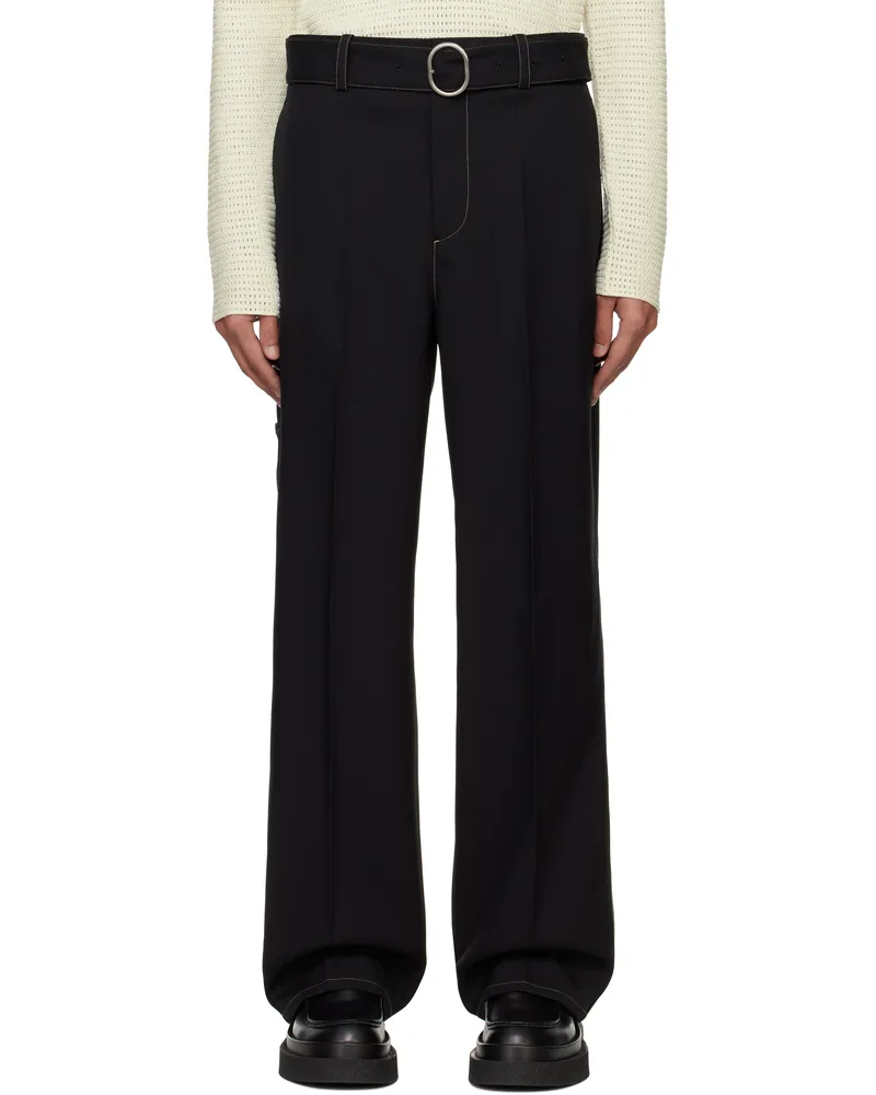 Jil Sander Black Belted Trousers 001