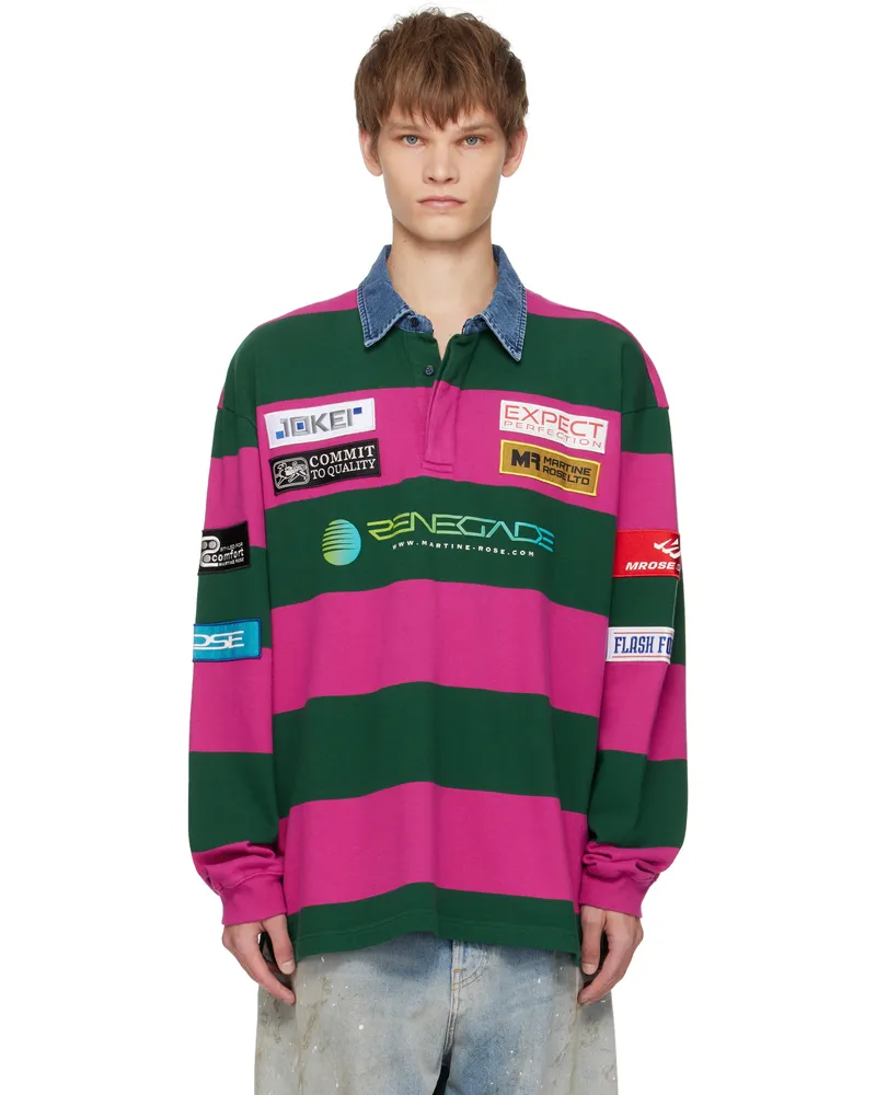 Martine Rose Purple & Green Rugby Polo Purple