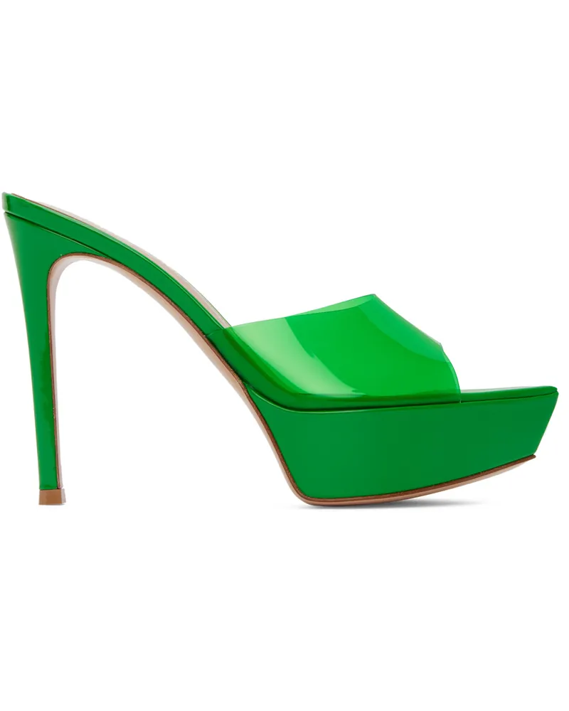 Gianvito Rossi Green Betty Heeled Platform Sandals Green+green