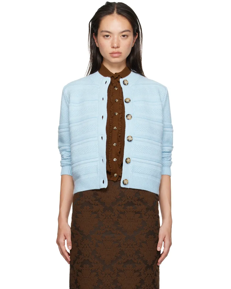 SHUSHU/TONG Blue Decorative Button Cardigan Bu100