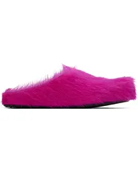 Marni Pink Long-Hair Calfskin Fussbett Sabot Loafers 00cfuchsia