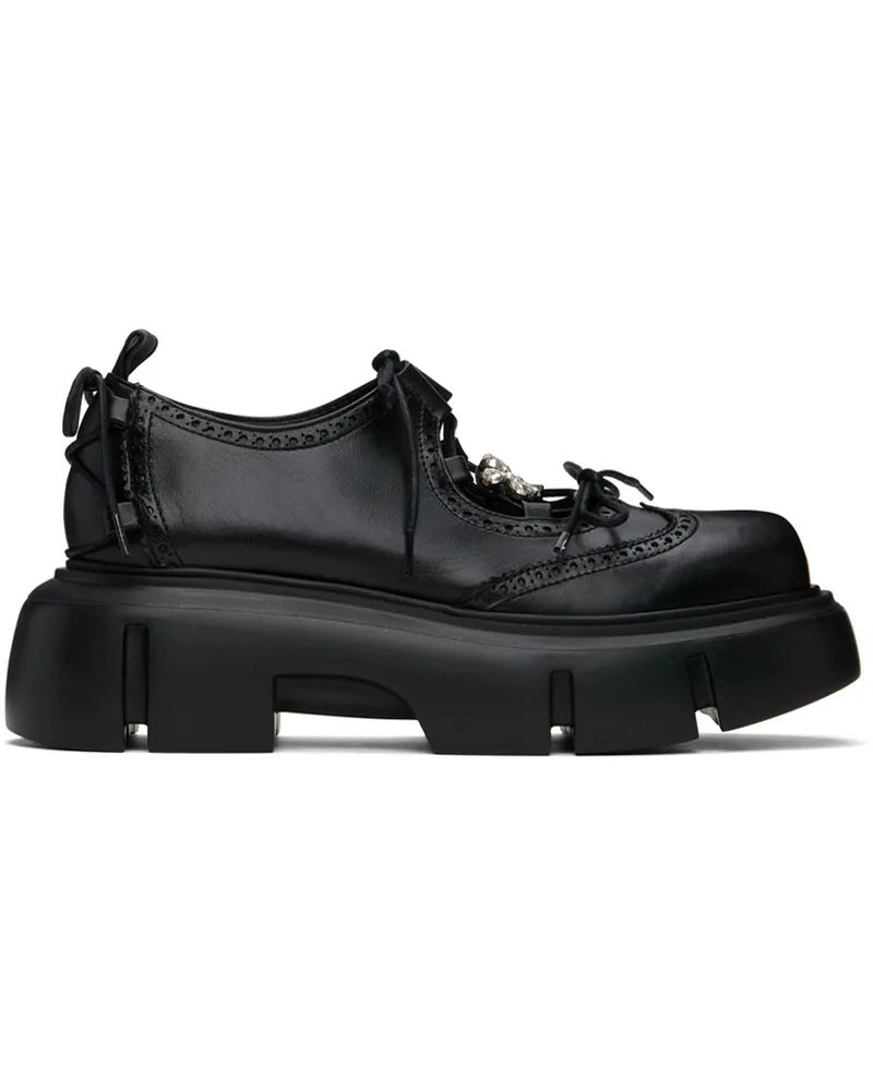 Simone Rocha Black Platform Ghillie Brogues Black