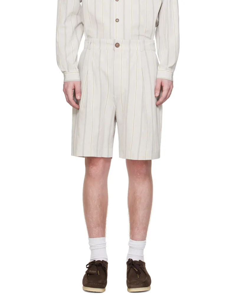 XENIA TELUNTS White & Blue Stripe Bini Shorts Blue