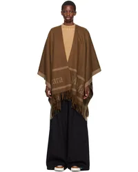 Max Mara Brown Jacquard Wool Scarf Tobacco