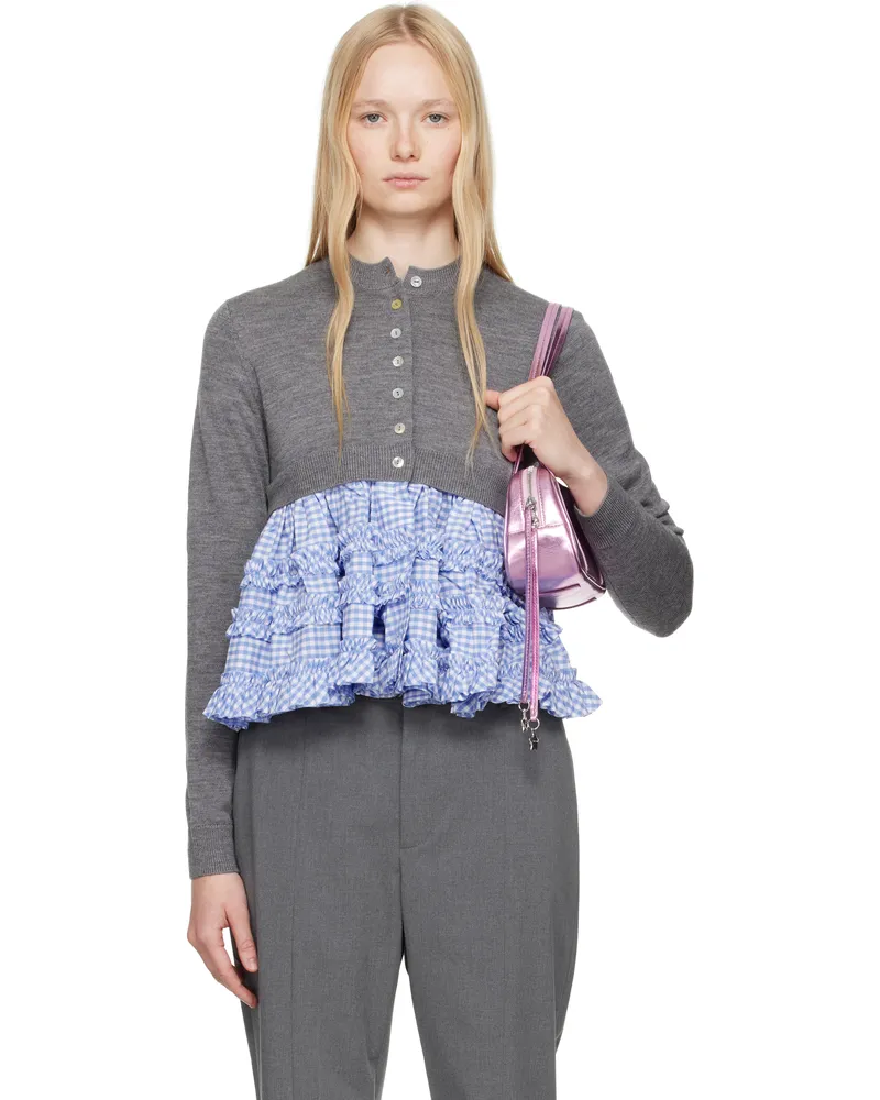 Sandy Liang Gray & Blue Pawpaw Cardigan Grey