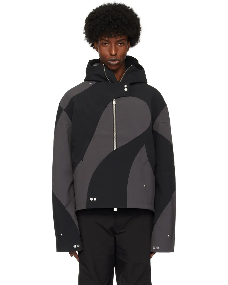 Heliot Emil Black & Gray Trident Technical Jacket Grey