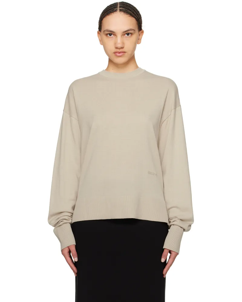 Birrot Beige Round Neck Sweater Smoke