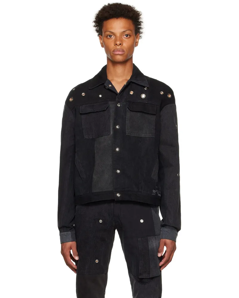 Spencer Badu Black Upcycled Denim Jacket Black