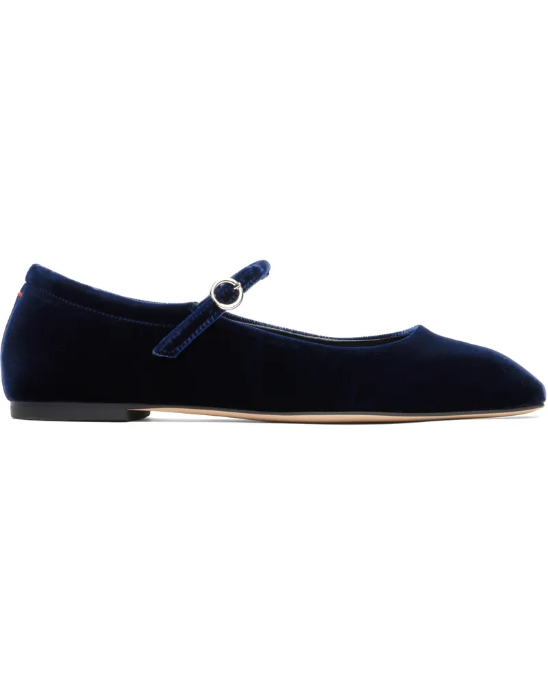 aeyde Navy Uma Velvet Mary-Jane Ballerina Flats Navy