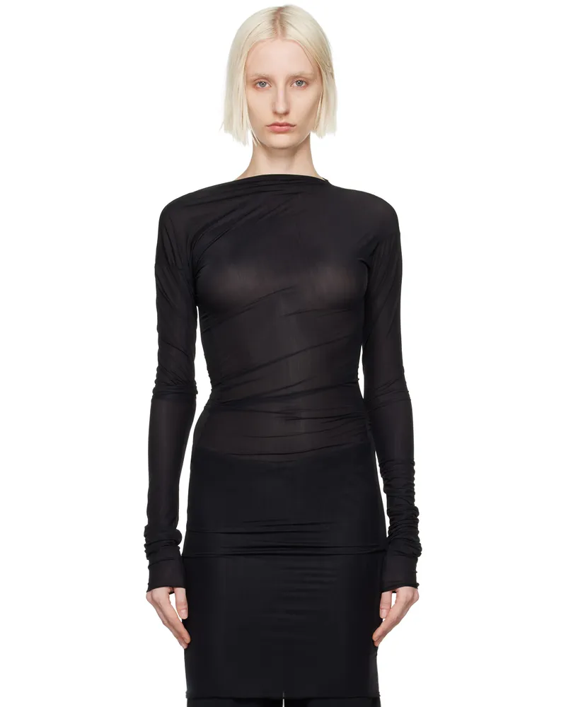 Dries van Noten Black Draped T-shirt 900