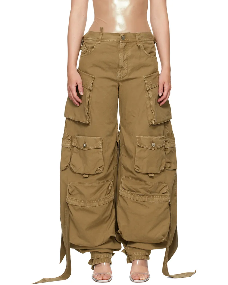 ATTICO Tan Long Cargo Pants Cachi