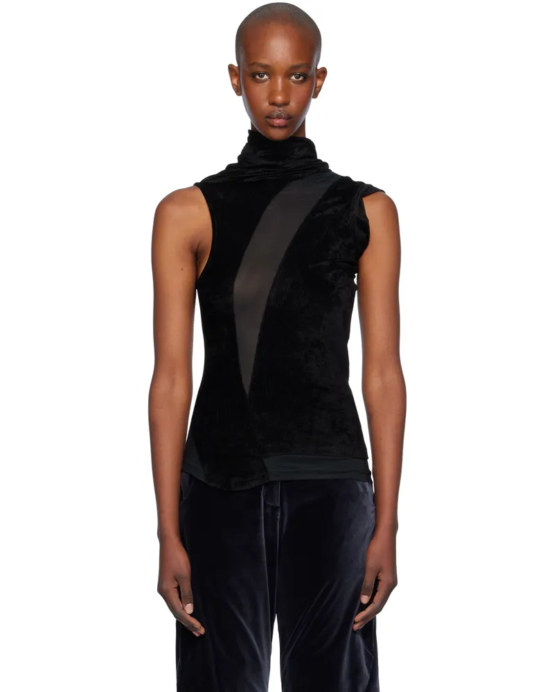 KIKO KOSTADINOV Black Pendle Paneled Tank Top Ebony