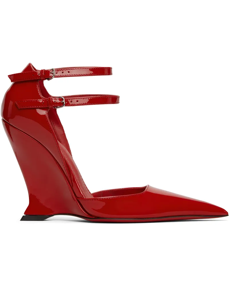 Ferragamo Red Vidya Wedge Heels 002