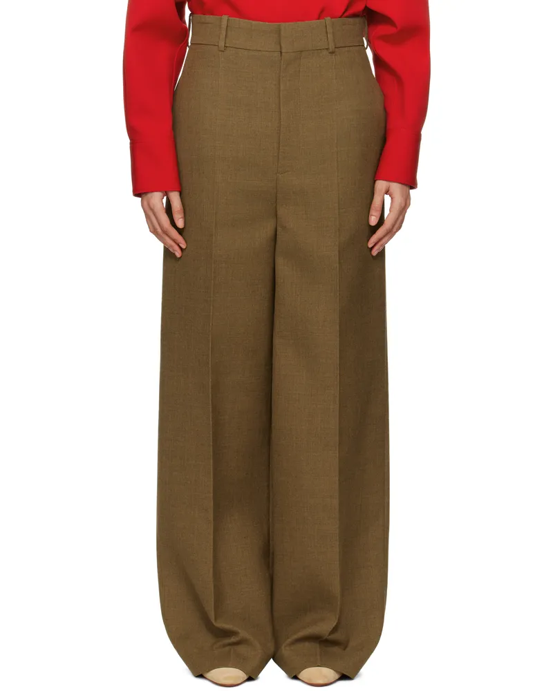 Carven Brown Double Worsted Wool Trousers Ginger