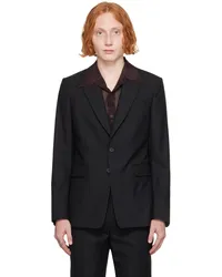 Dries van Noten Black Single-Breasted Blazer Black