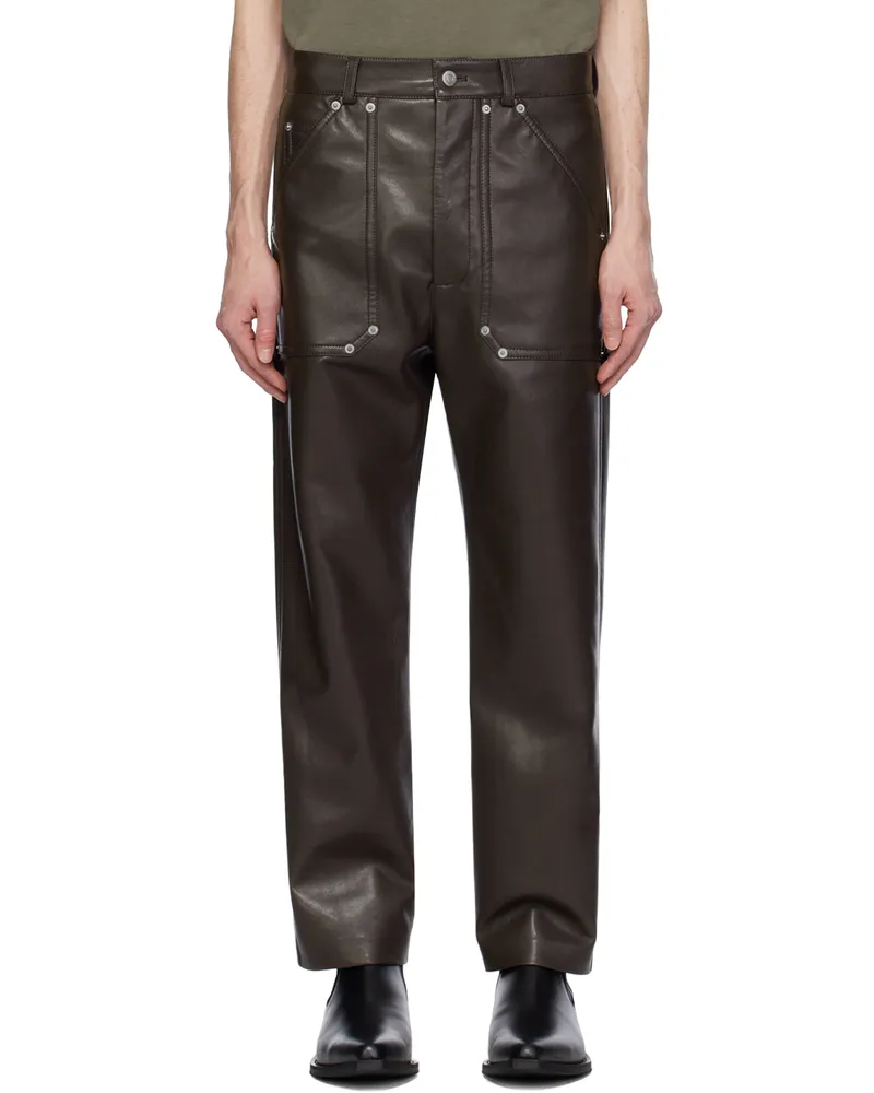 Nanushka Brown Quido Regenerated Leather Trousers Coffee