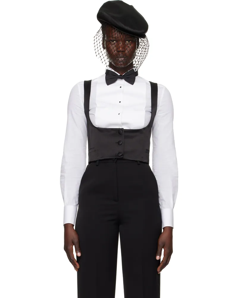 Dolce & Gabbana Black Silk Duchesse Single Breasted Tuxedo Vest N0000