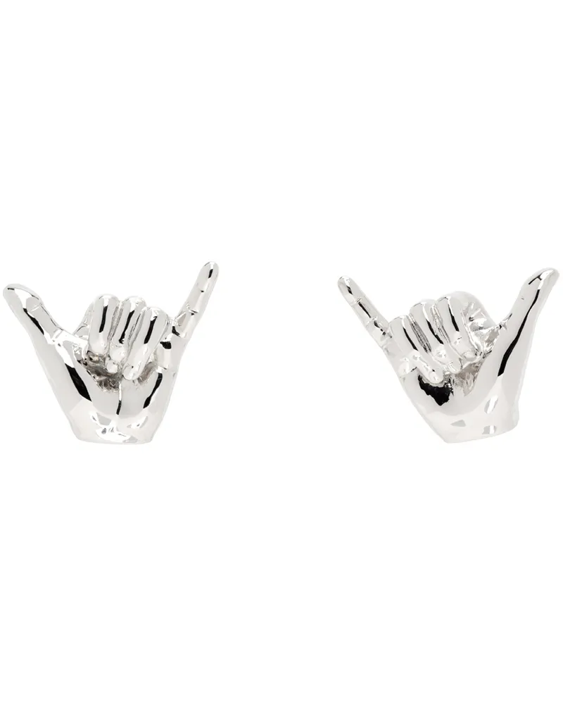 Y/PROJECT Silver Mini Shaka Earrings Shiny