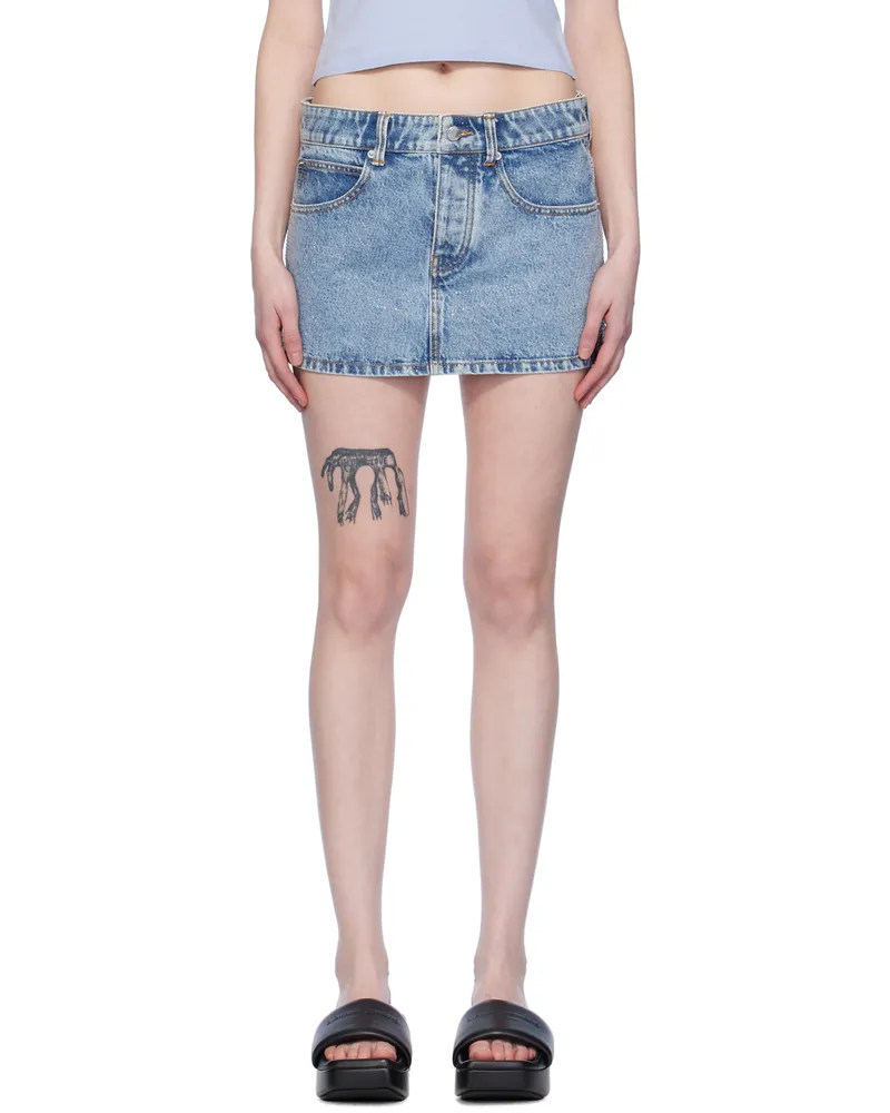 Alexander Wang Blue Rhinestone Denim Miniskirt 486