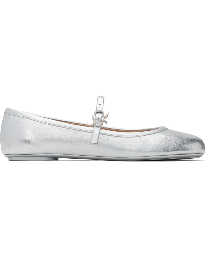 Gianvito Rossi Silver Carla Ballerina Flats Silver
