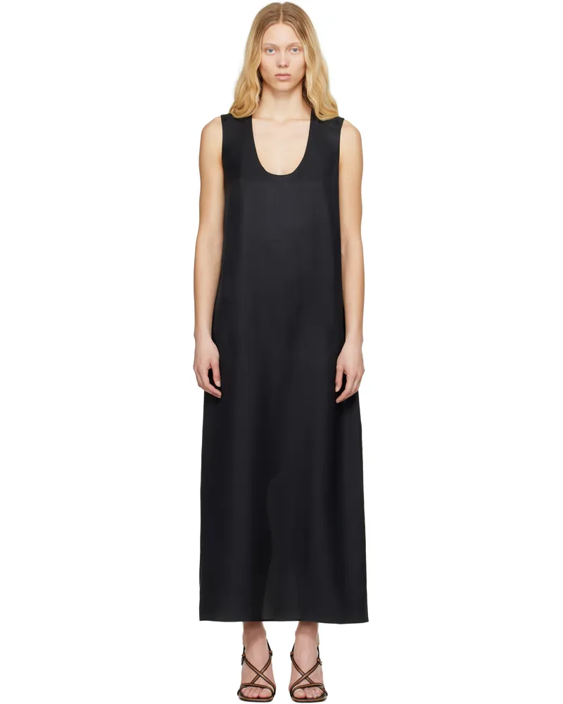 Róhe Black Scoop-Neck Silk Maxi Dress 001_308