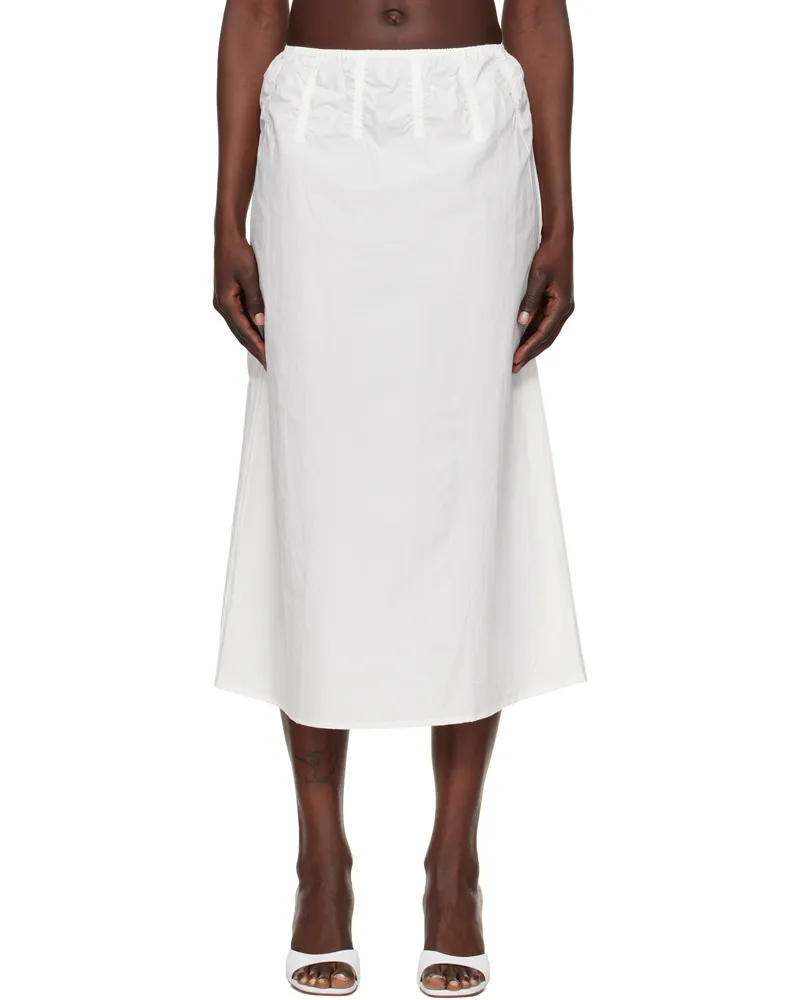 Deiji Studios White Channel Midi Skirt White