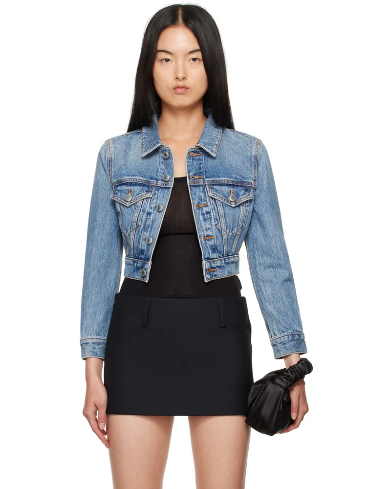 Alexander Wang Blue Shrunken Denim Jacket Vntge