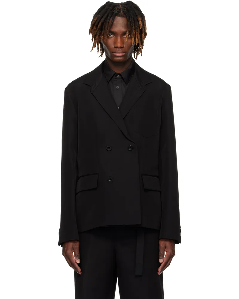 Sacai Black Double-Faced Silk Cotton Blazer 001