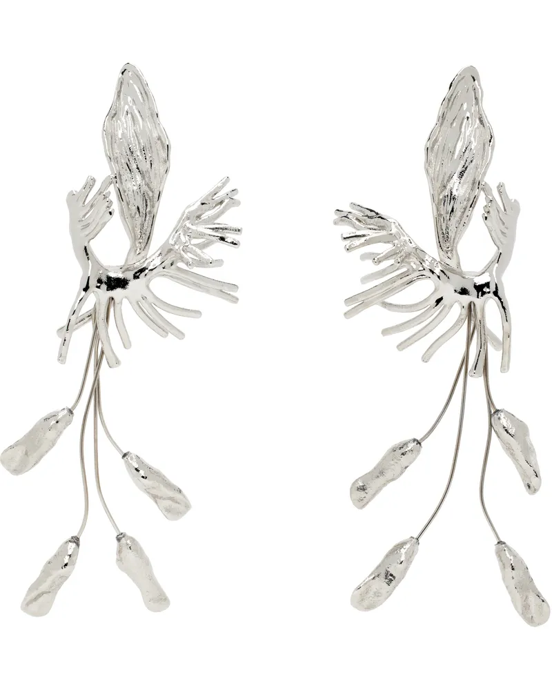 Dries van Noten Silver Graphic Earrings 952