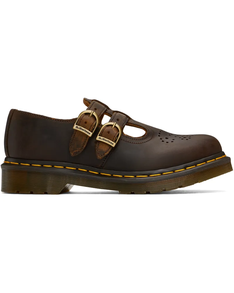 Dr.Martens Brown 8065 Crazy Horse Leather Mary Jane Loafers Dark