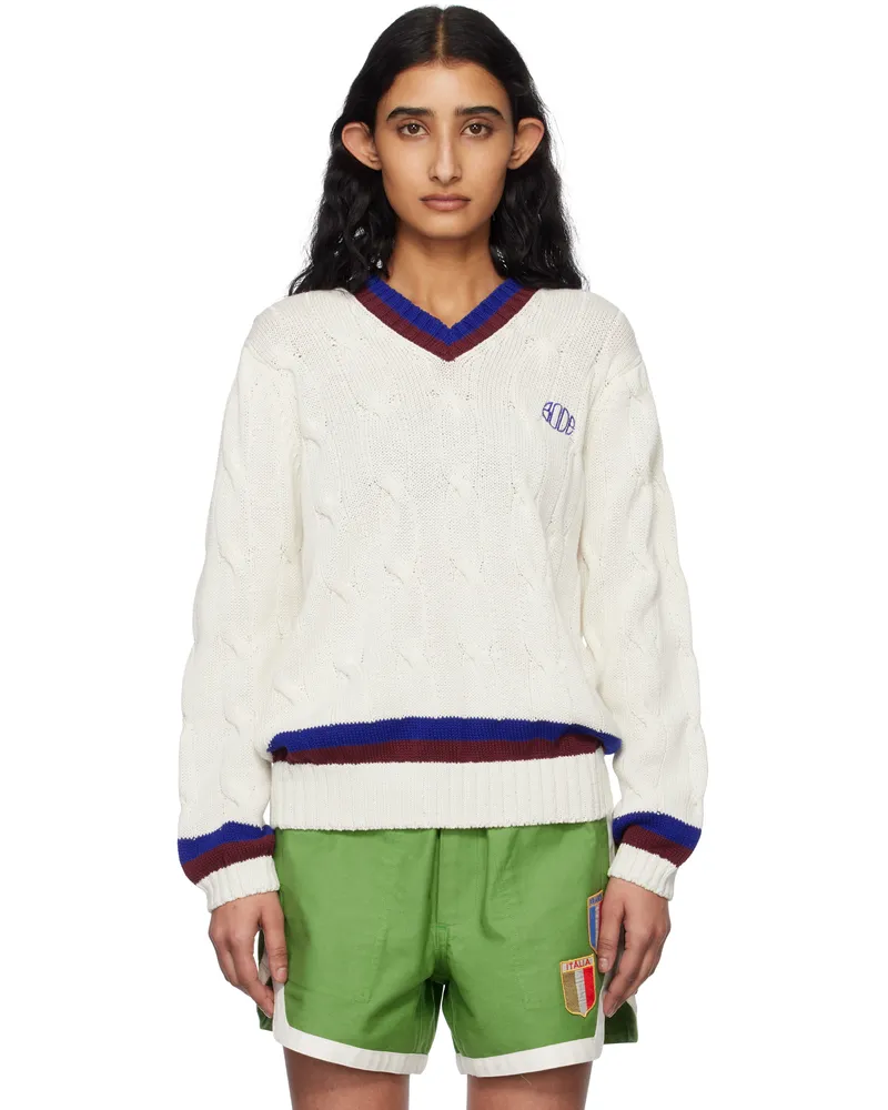 BODE White Tennis Sweater Cream