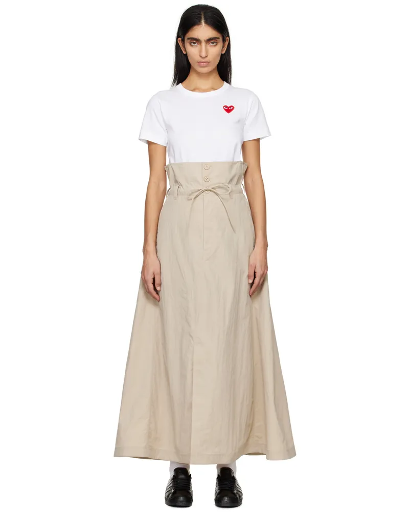 Y-3 Tan Crinkled Maxi Skirt Clay