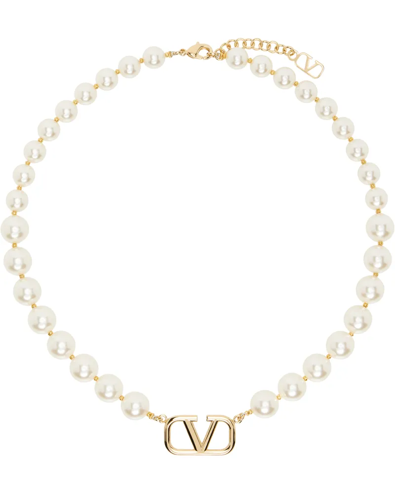 Valentino Garavani Off-White VLogo Signature Necklace 0o3