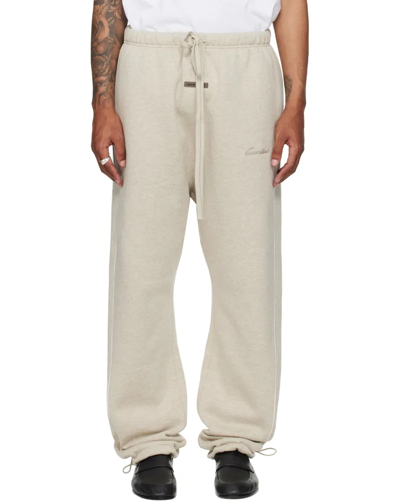Fear of God Beige Relaxed Fleece Piping Sweatpants Hthr