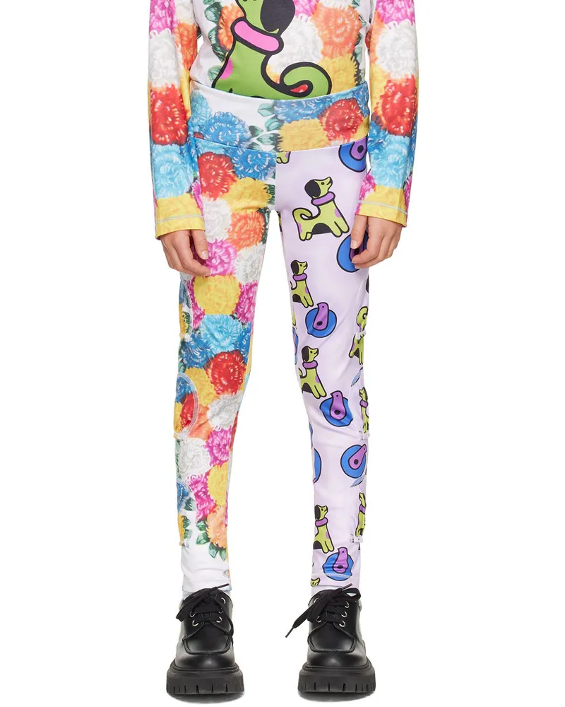 CHOPOVA LOWENA SSENSE Exclusive Kids White Purple Dog & Floral Tennis Leggings White