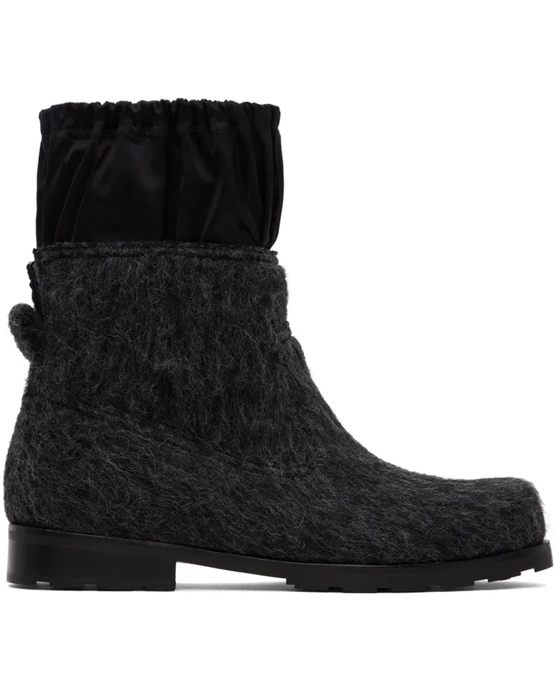 WE 11 DONE Gray Brushed Chelsea Boots Dark