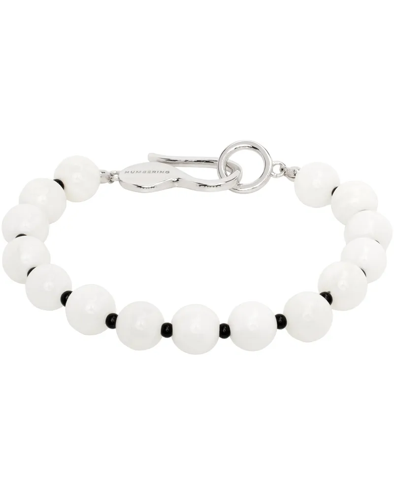 Numbering White Mother-Of-Pearl Beads Bracelet White