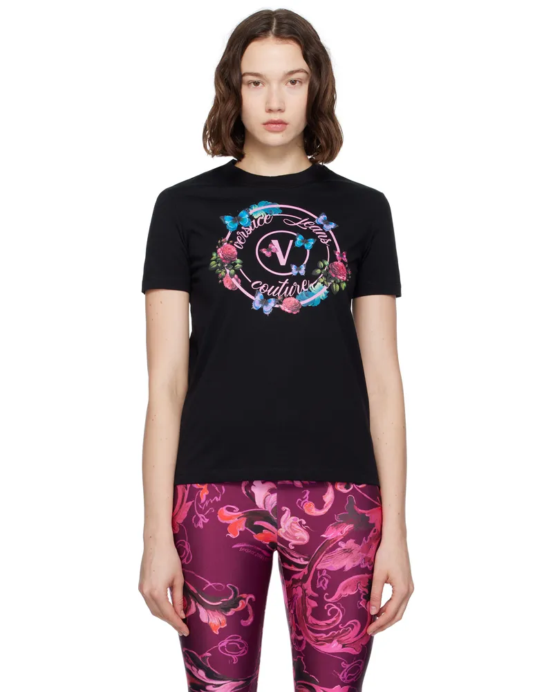 Versace Jeans Black Cotton Jersey Screen-Printed T-shirt E899