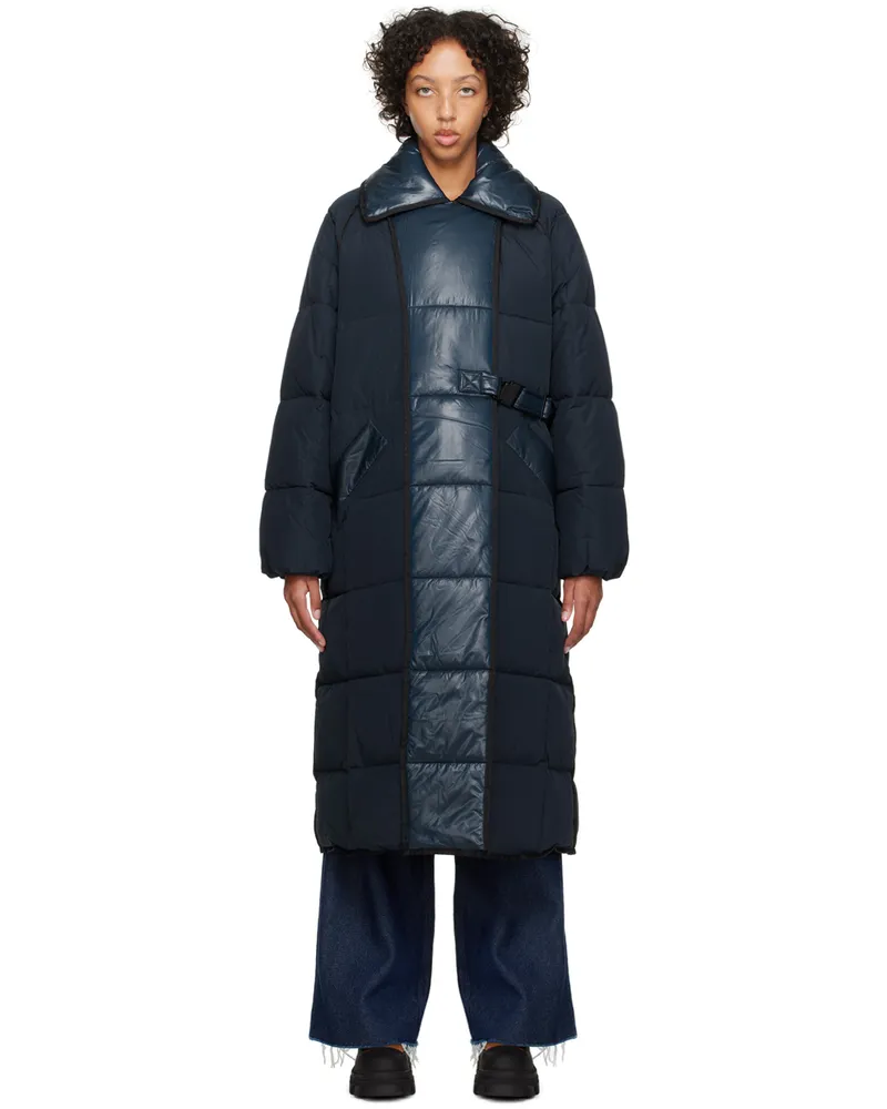Ganni Navy Paneled Coat 683