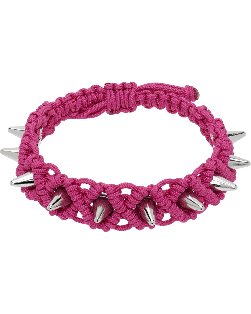 WE 11 DONE Pink Handmade Studded Noeud Bracelet Pink