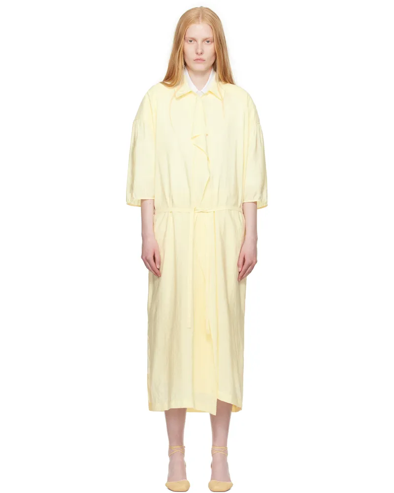 Christophe Lemaire Yellow Asymmetrical Shirt Midi Dress Bg222