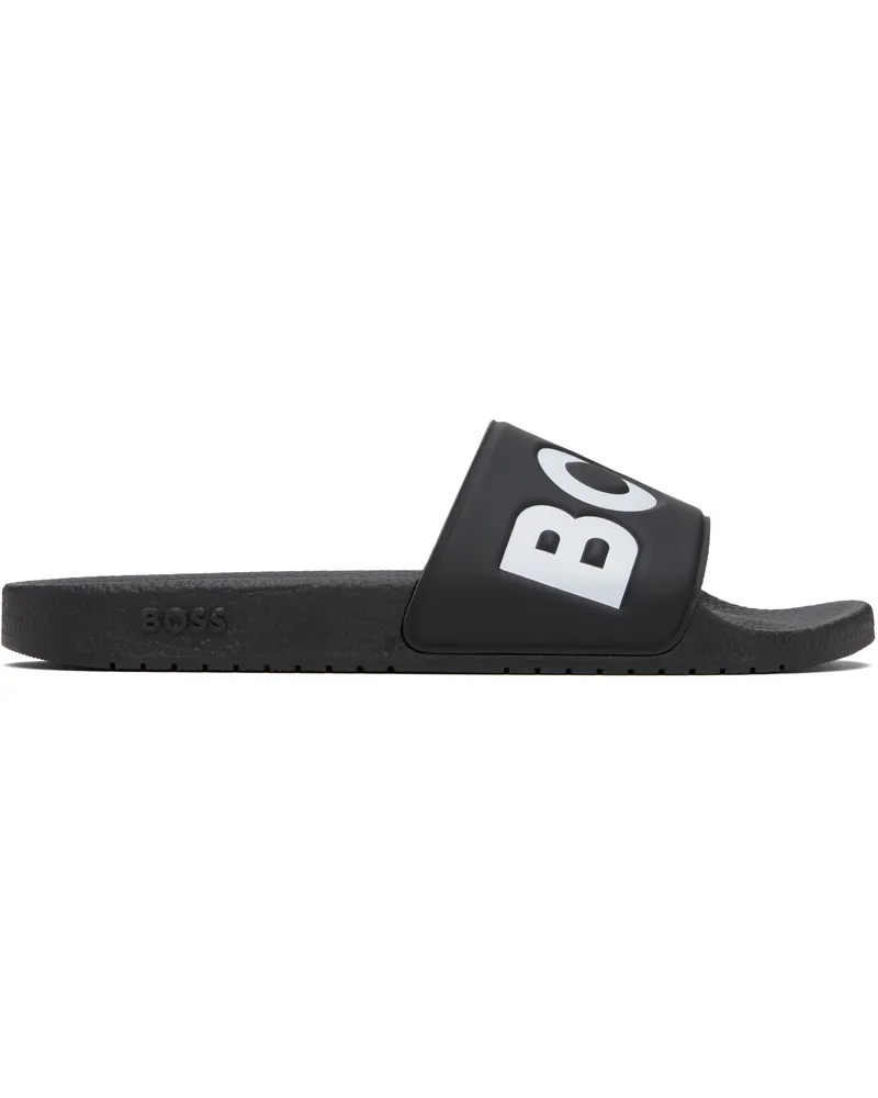 HUGO BOSS Black Large Logo Detail Slides 002-black