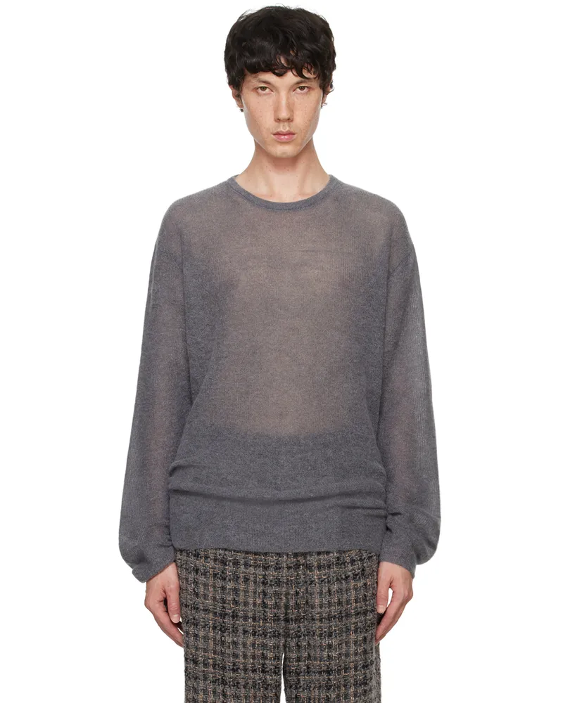 ATON Gray Super Kid Mohair Sweater 004