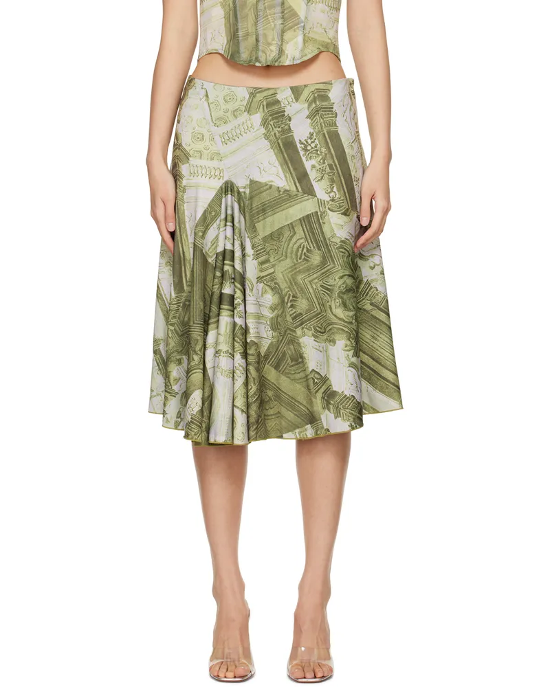 Miaou Green Mila Midi Skirt Emblem