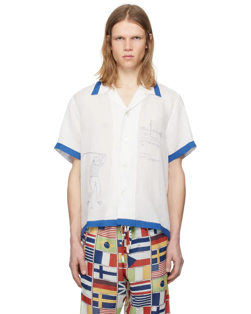 BODE White Club Champion Short Sleeve Shirt White