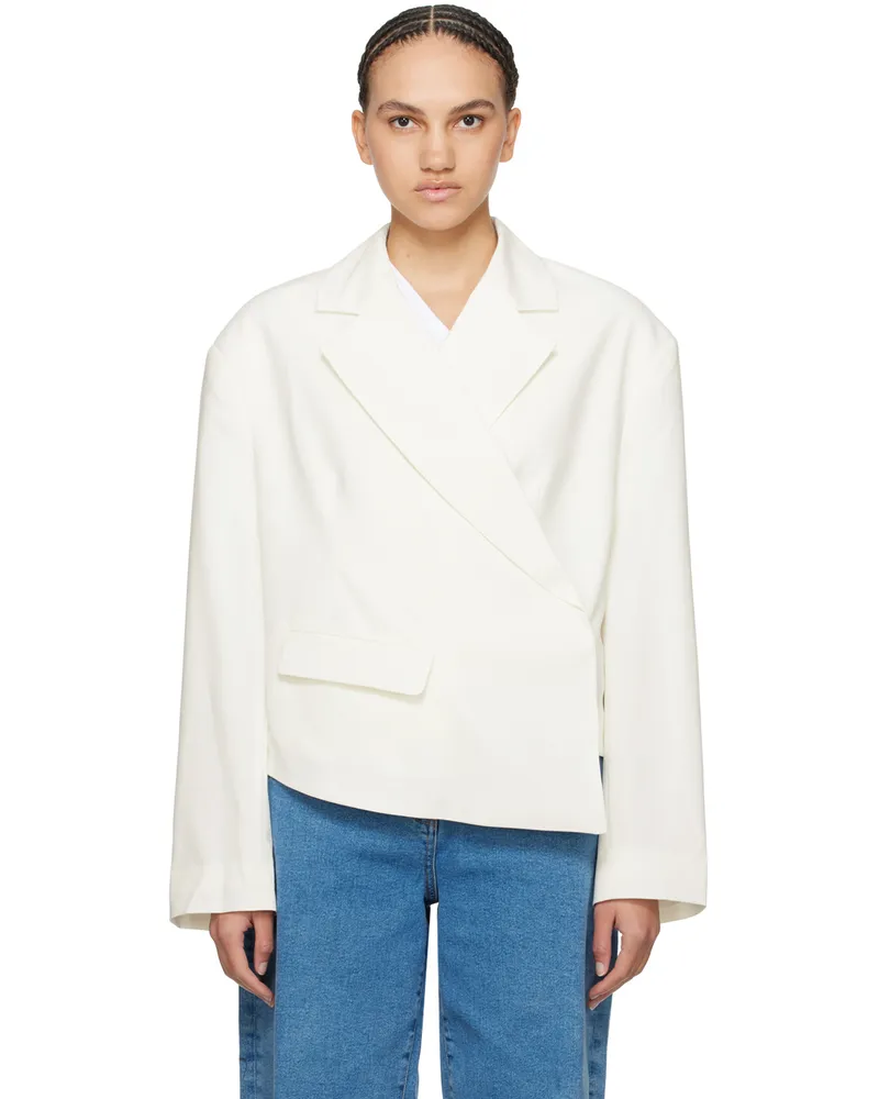 ROTATE Birger Christensen White Asymmetric Blazer 11-0103