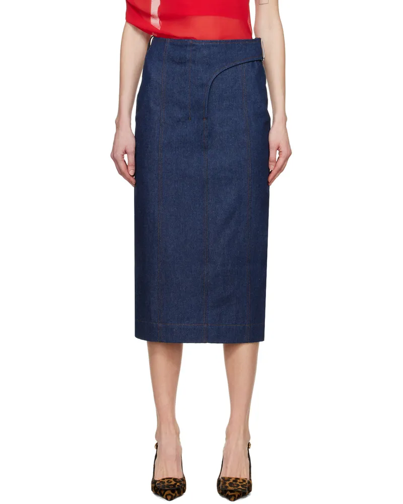 Jacquemus Navy Les Sculptures 'La jupe de-Nîmes Obra' Denim Midi Skirt 38b