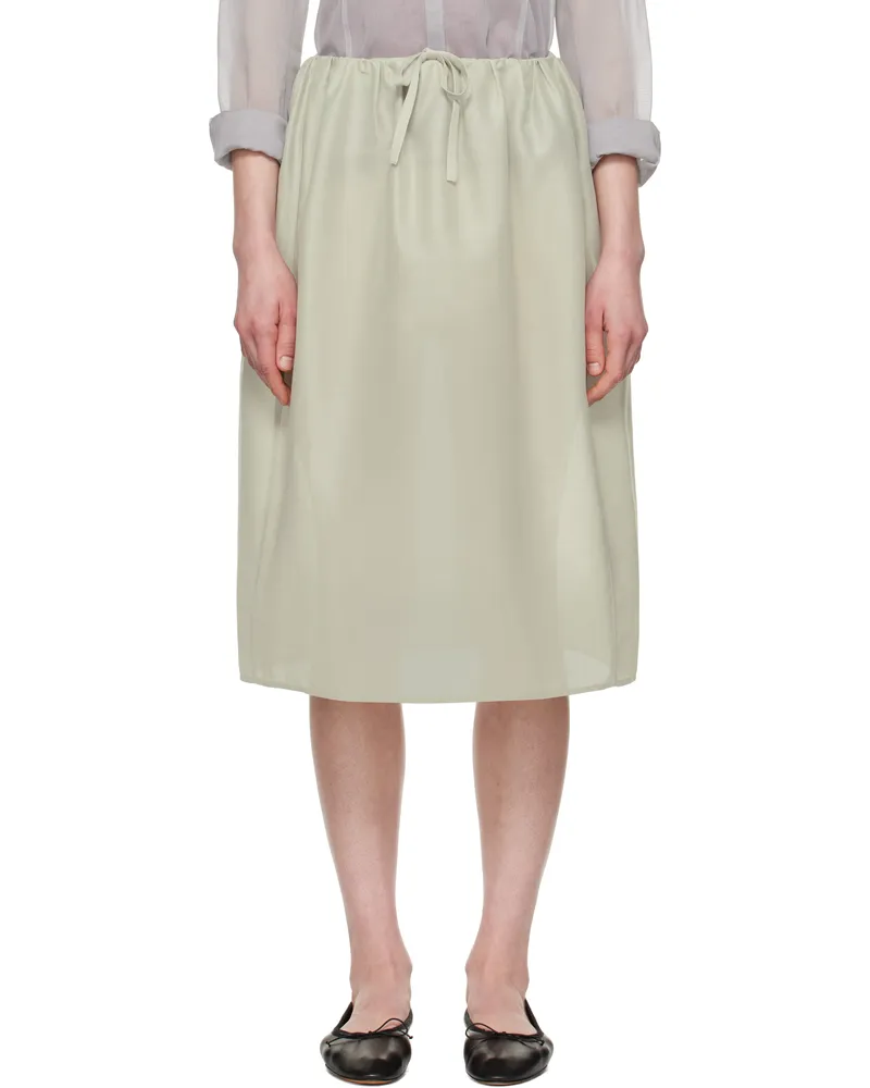 AMOMENTO Beige Shirring Organza Midi Skirt Beige