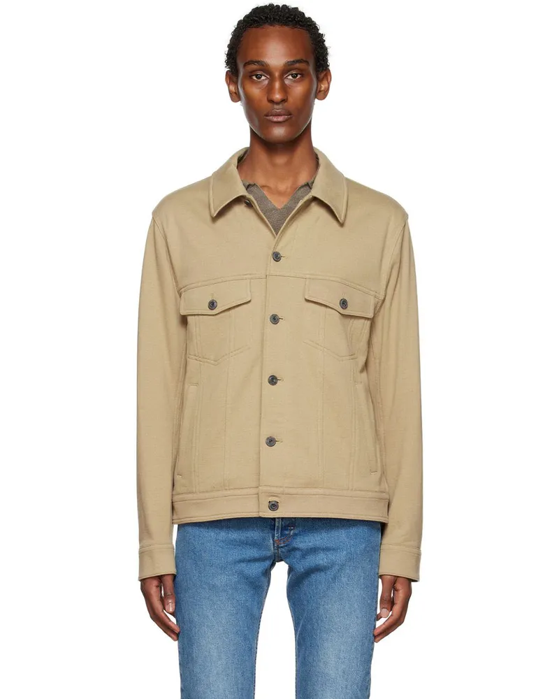 Vince Taupe Soft Trucker Jacket Warm