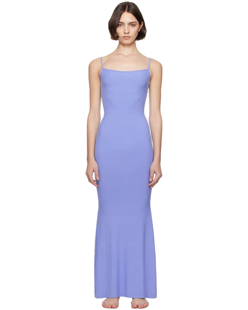 SKIMS Blue Soft Lounge Long Slip Dress Cielo